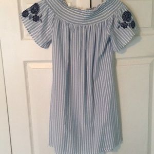 This is a blue and white stripe dress